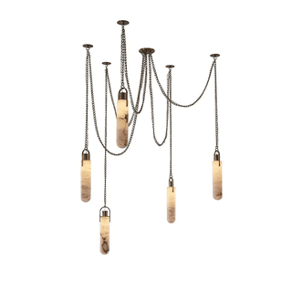 Cylindrical Cluster Alabaster Chandelier-Neutral Decor