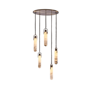 Cylindrical Cluster Alabaster Chandelier-Neutral Decor