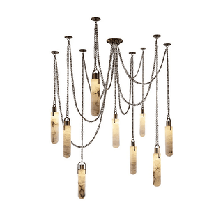 Cylindrical Cluster Alabaster Chandelier-Neutral Decor