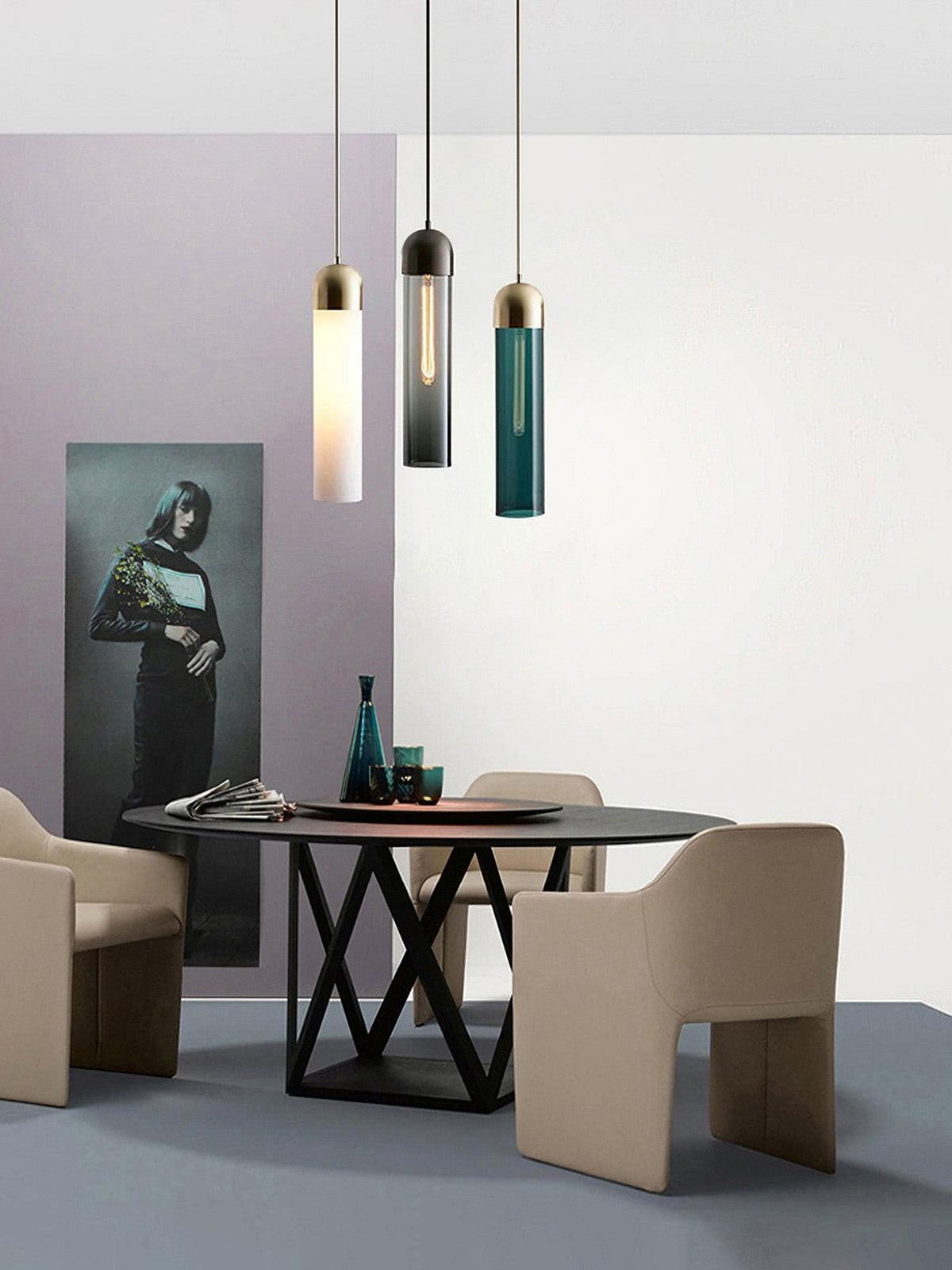 Orenira Suspension en Verre de Forme Cylindrique