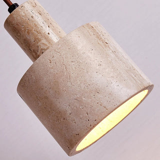 Cylindrical Travertine Pendant Lamp-Neutral Decor
