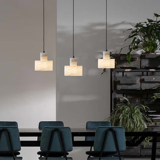 Alabaster Suspension Double Cylindrique-Luire