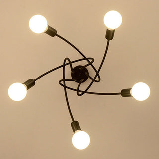 Valentina Lustre Linéaire/Bulle Moderne, Métal, Noir/Blanc/Or, Salon