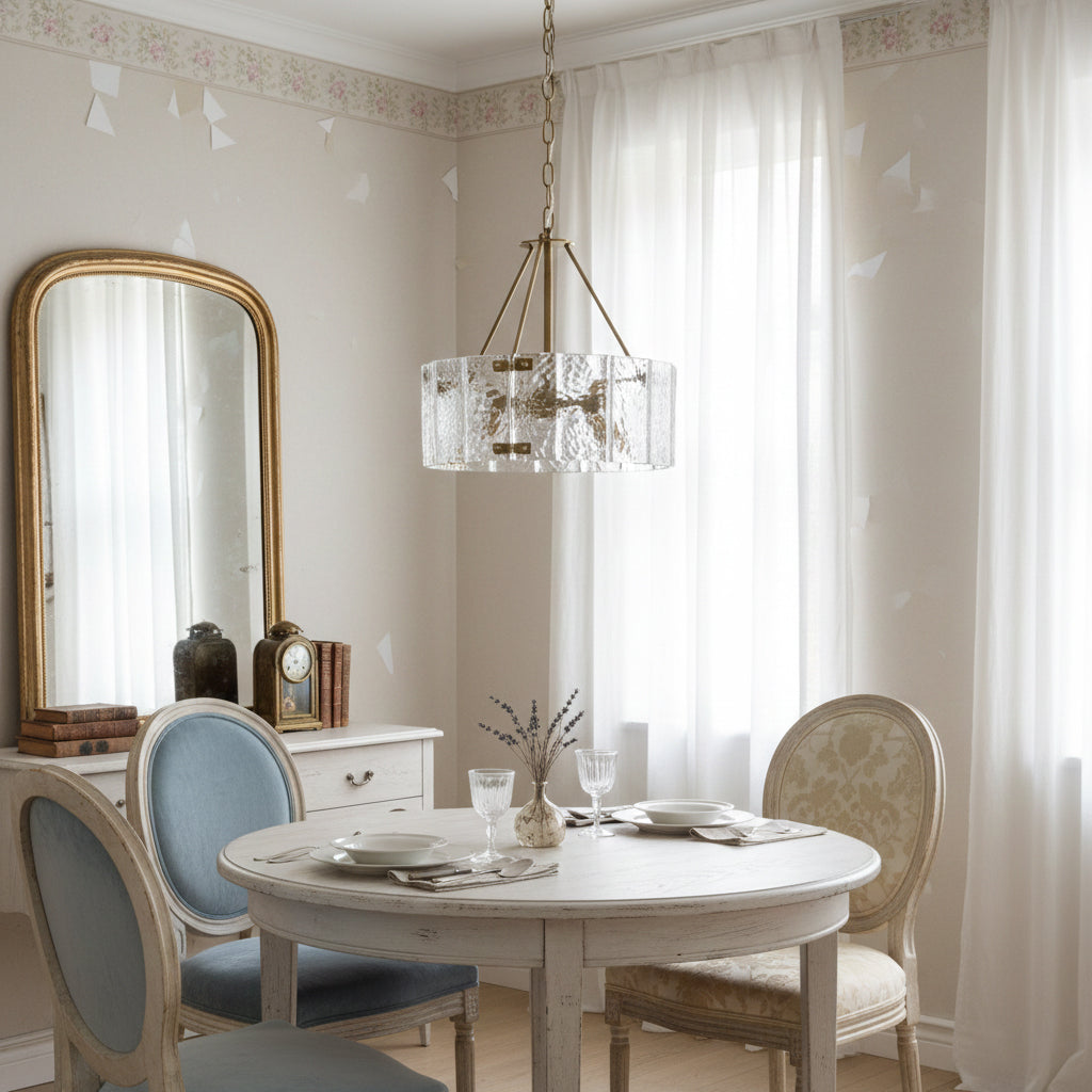 The small Fenoullet Chandelier (18.9") hanging over a dining area.