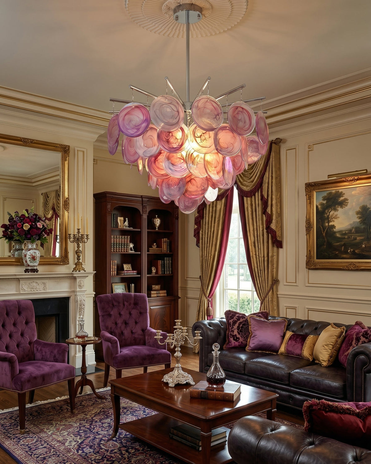 View of the Camisa Glass Chandelier from below.