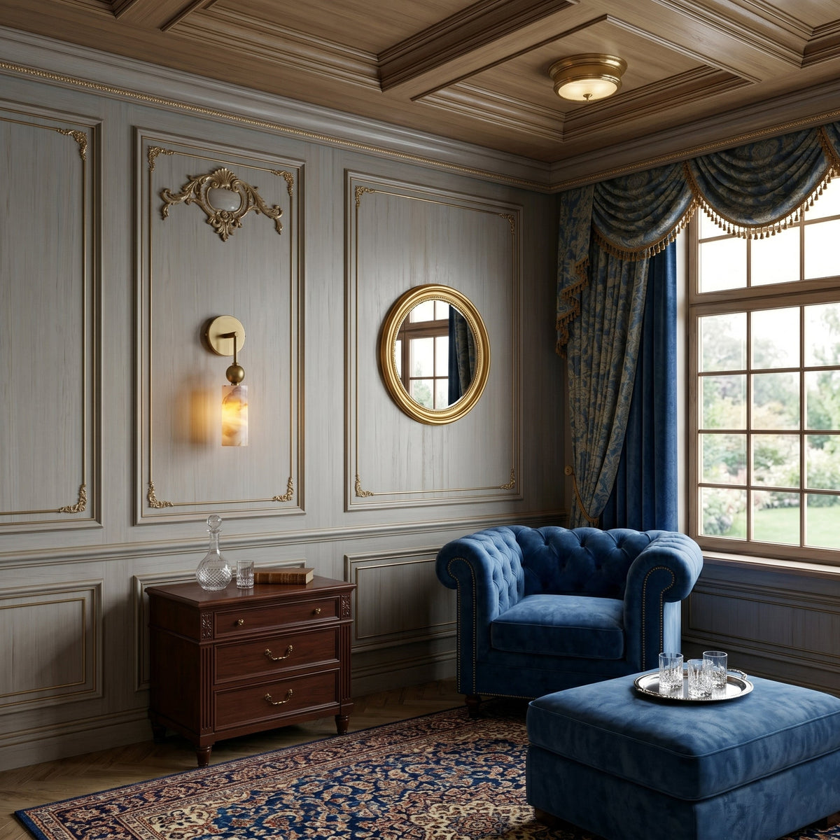 Side view of the Metro Alabaster Wall Lamp in brass.