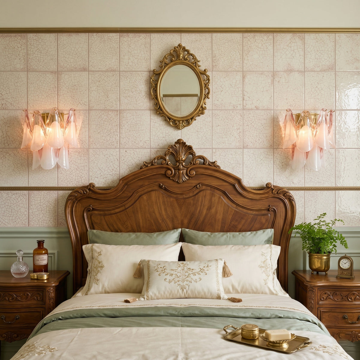 The Foliage Wall Sconce mounted on a dark wall, casting a warm glow.
