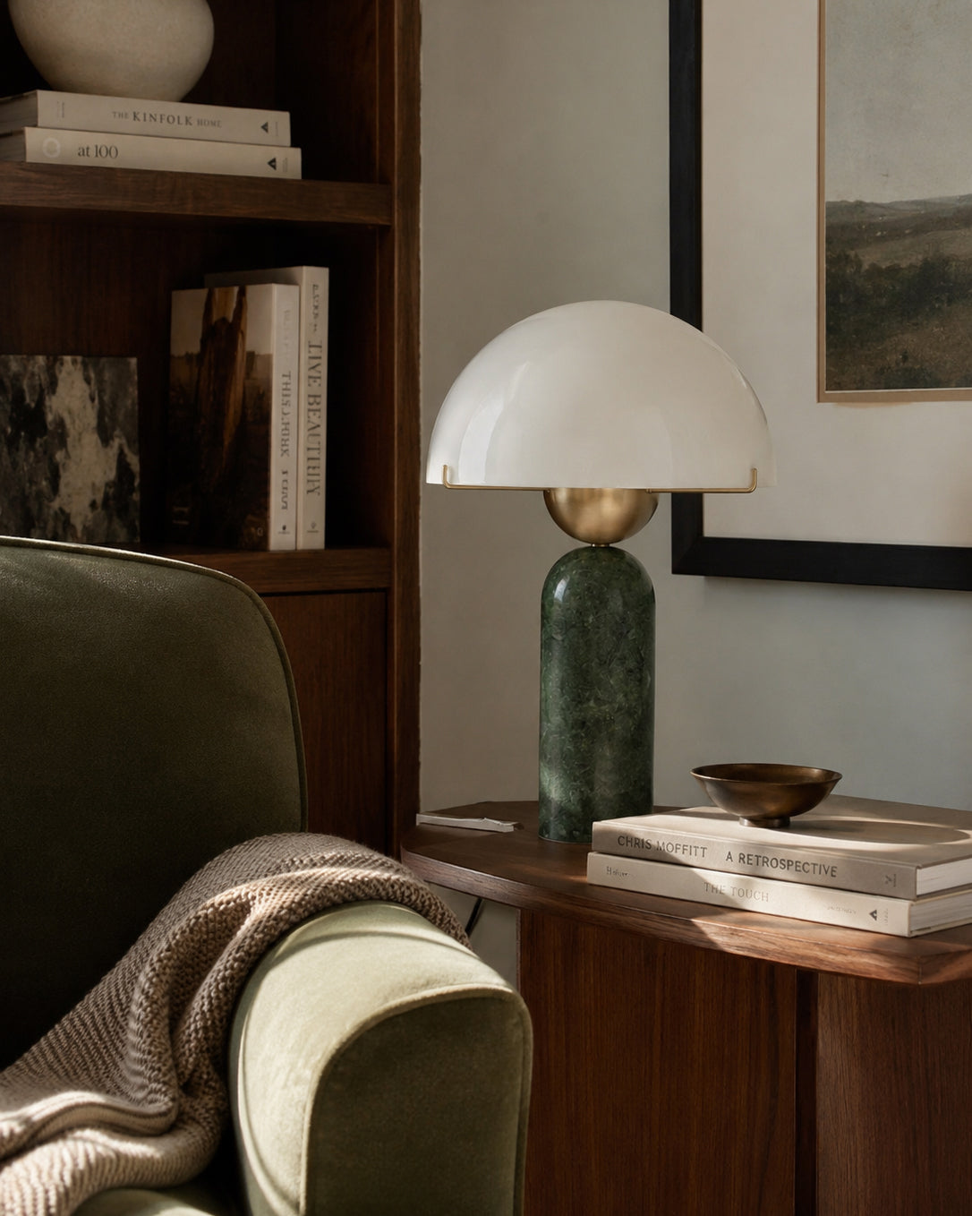 The Milano lamp turned off, showcasing its sculptural quality in daylight.