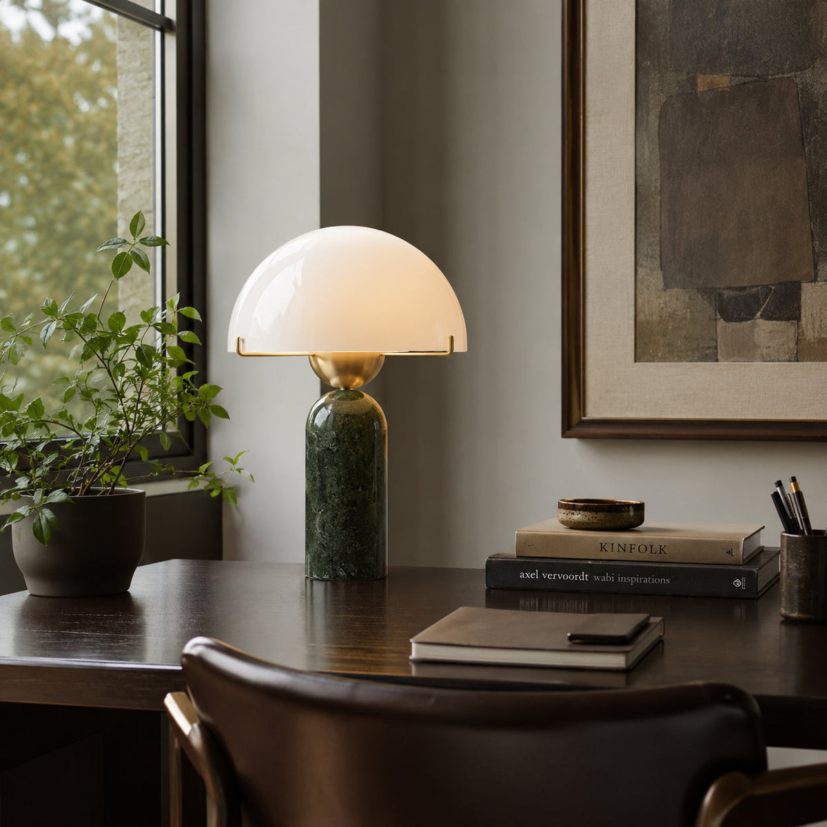 Side profile of the Milano Marble Table Lamp against a plain background.