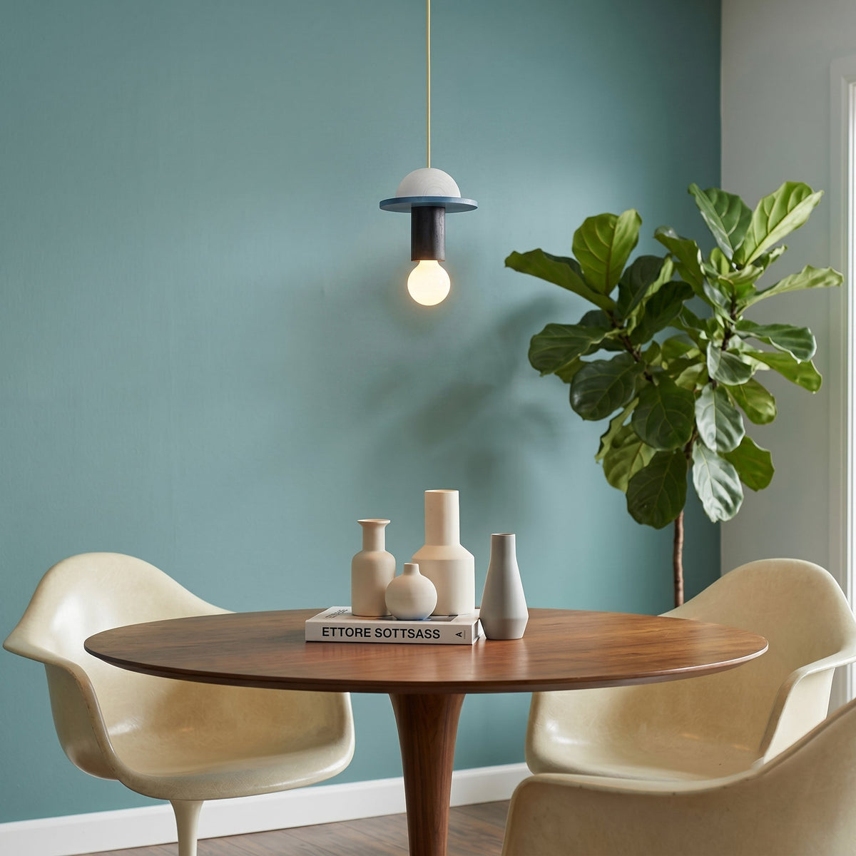 Detail shot of the black Klee Geometric Pendant Light.