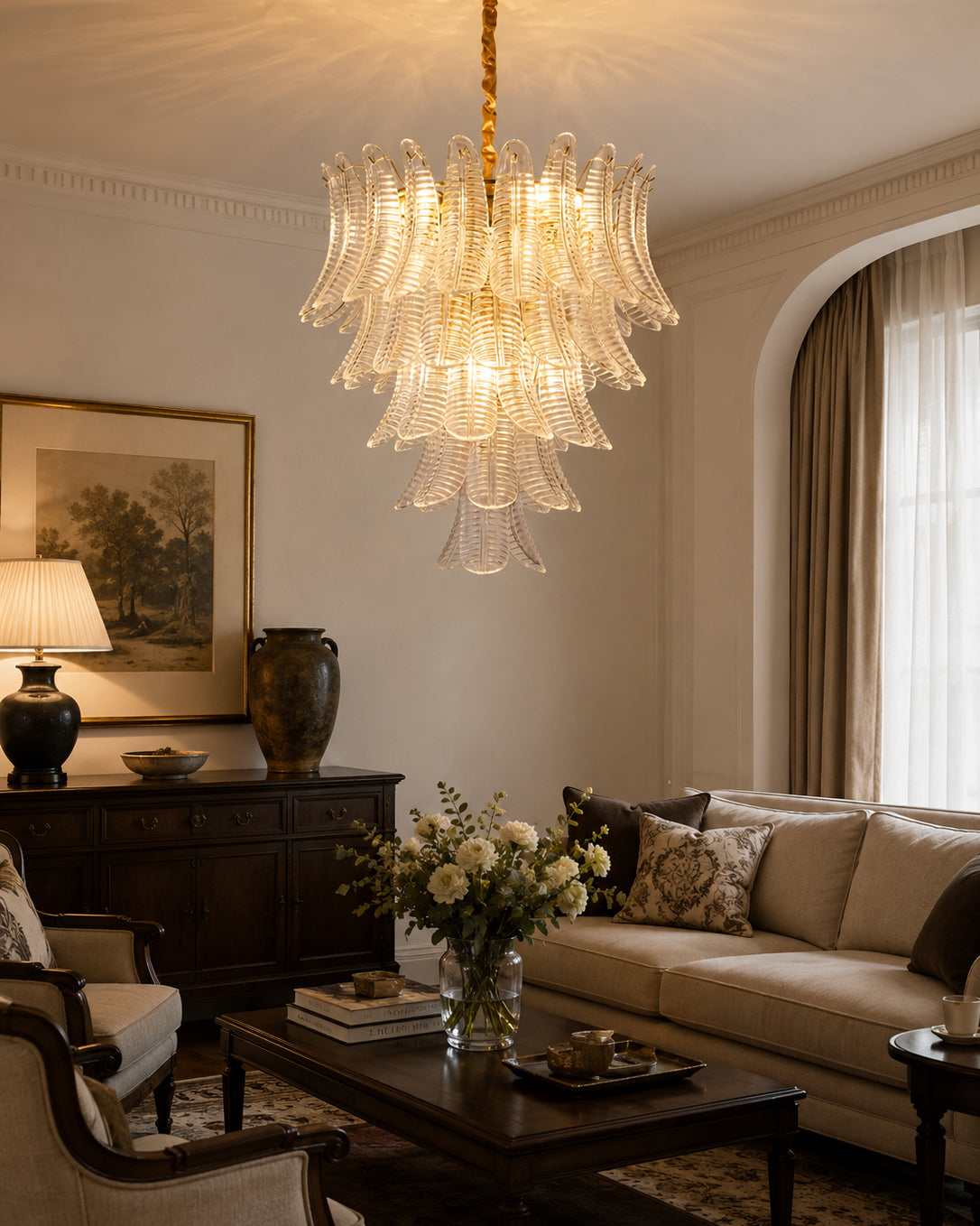 Detail shot of the metal frame and E14 bulb socket of the Isolde Chandelier.