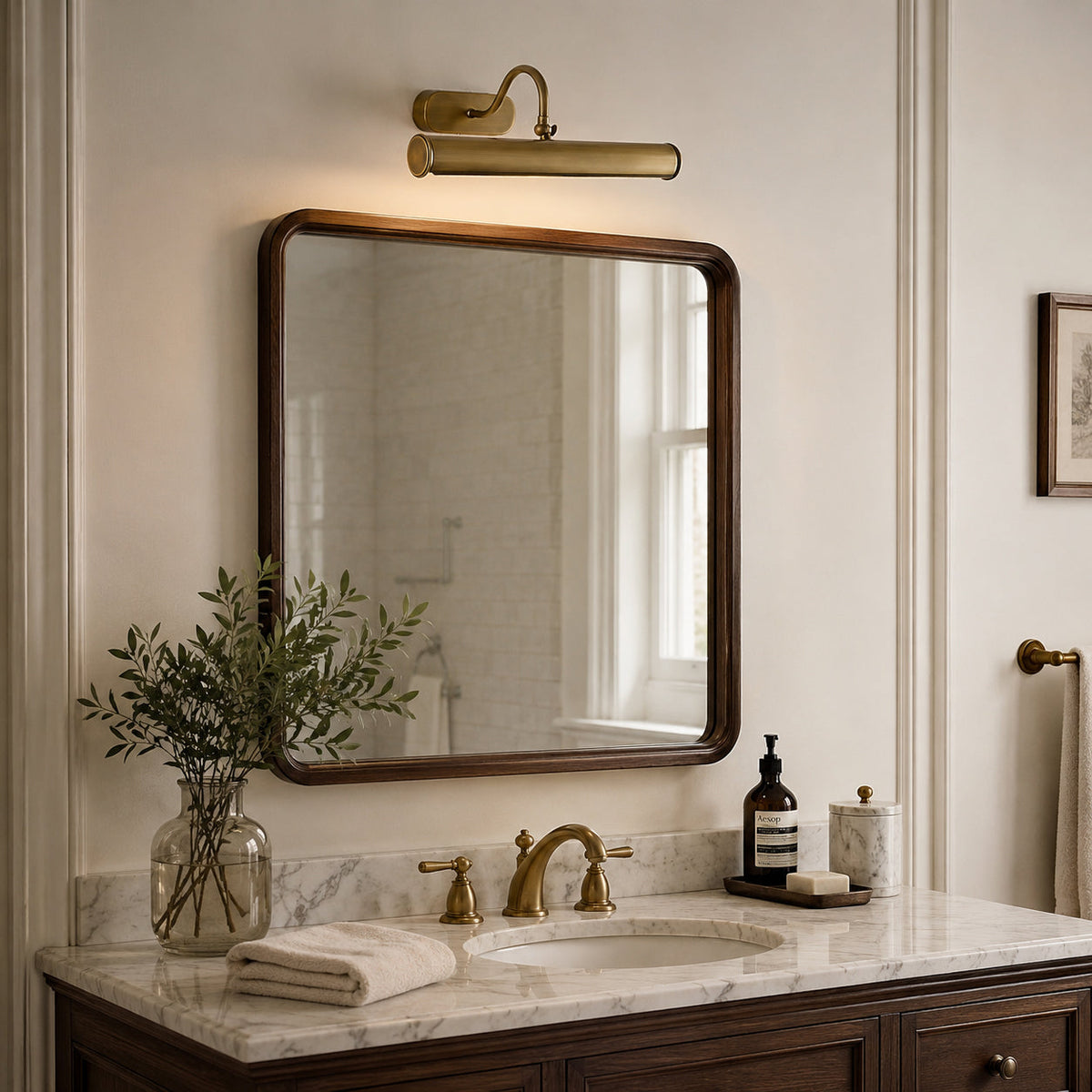 Close-up of the brass finish on the Ainsworth Wall Sconce.