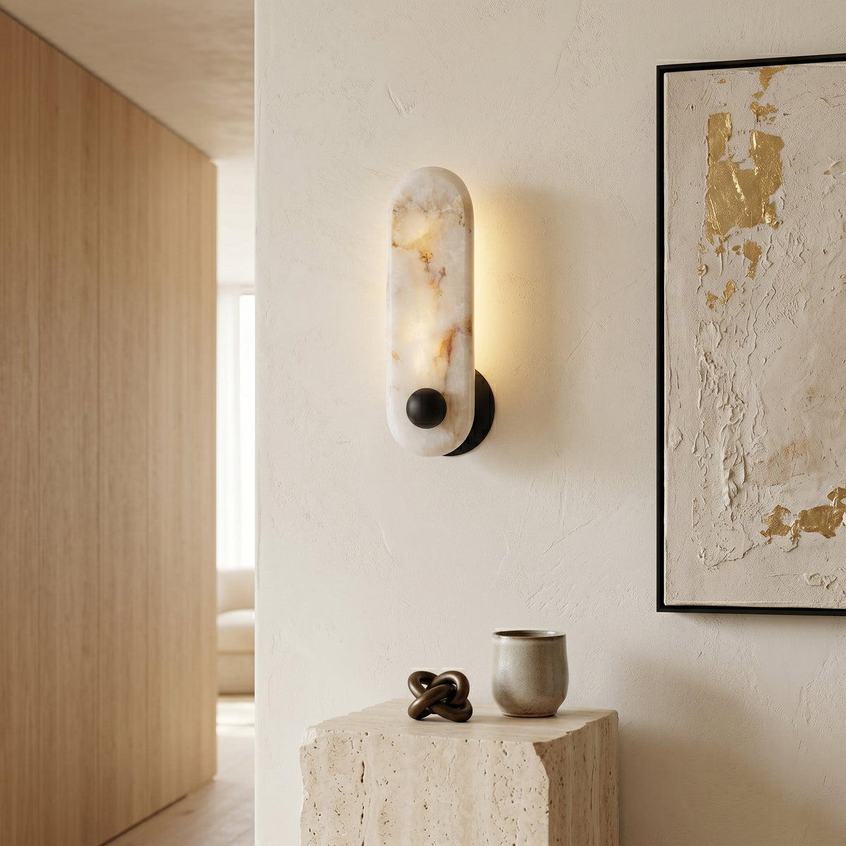 Detail shot of the industrial metal anchor of the Breuer Wall Sconce.