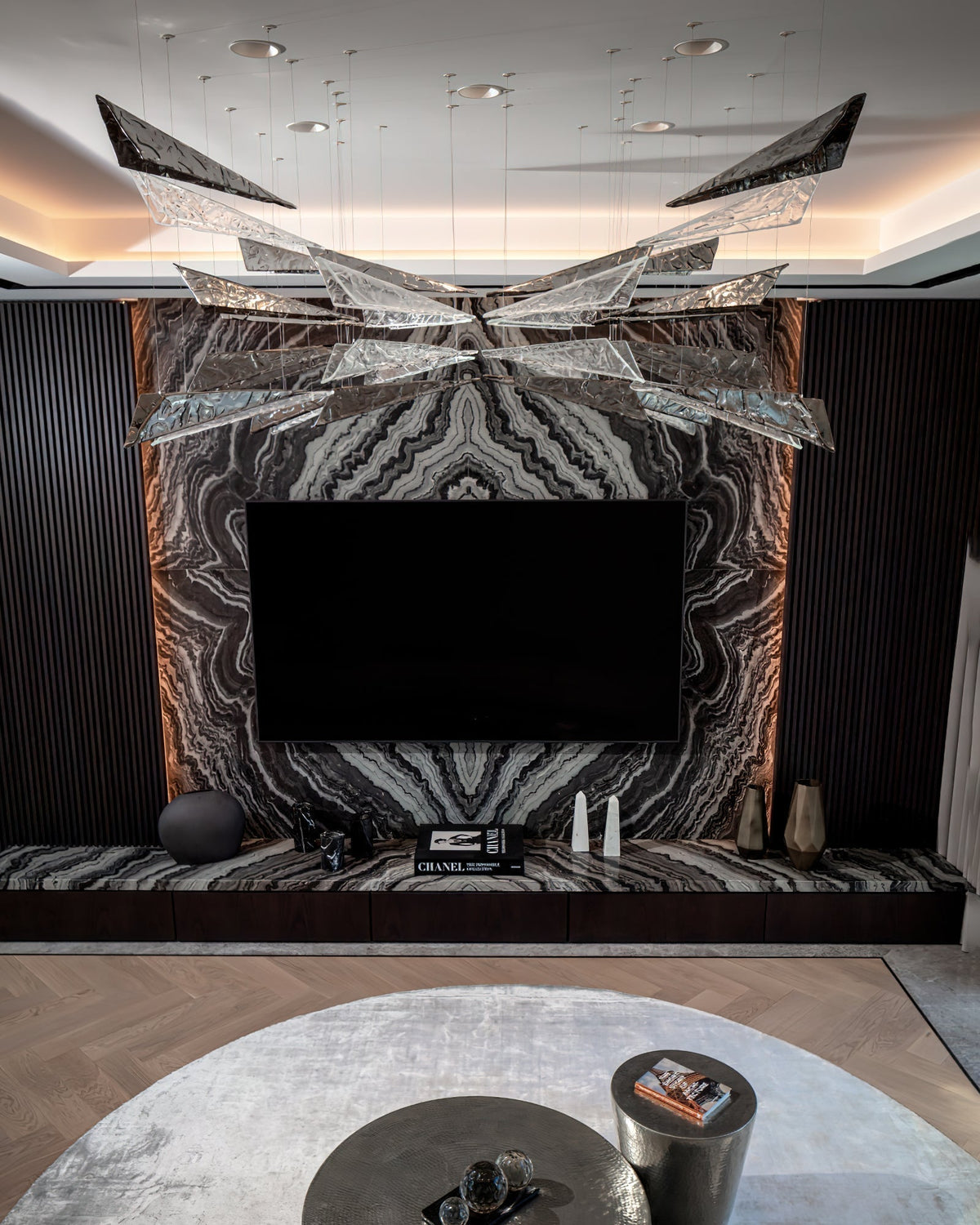 Clarene Verre Plume Forme Lustre