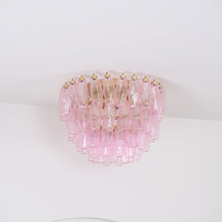 Aurora Lampe de Plafond en Verre de Murano Poliedri Rose