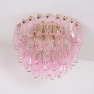 Aurora Lampe de Plafond en Verre de Murano Poliedri Rose