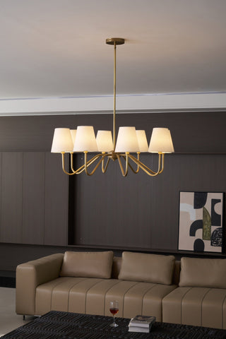 Viraean Lustre Industriel Vintage en Laiton et Tissu