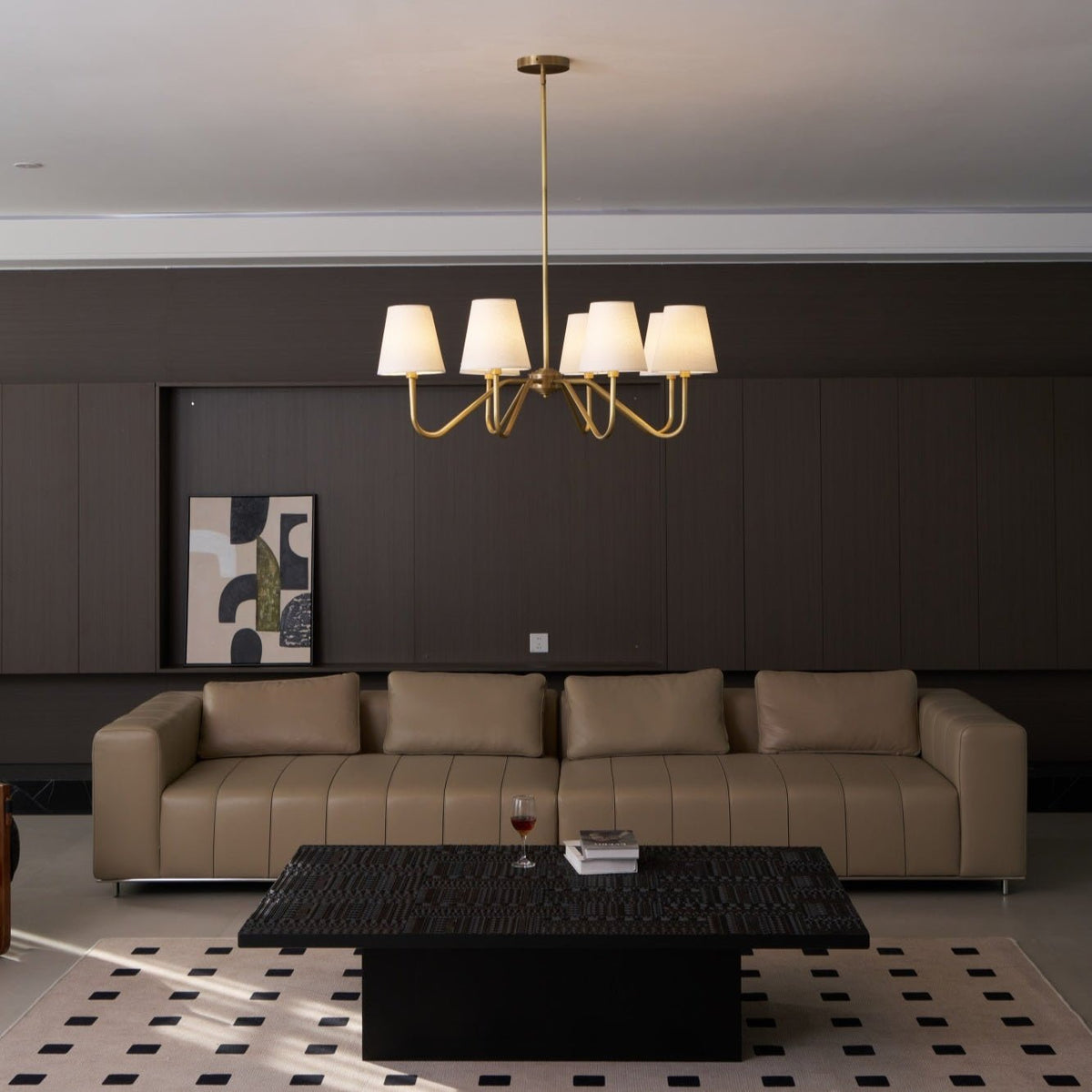 Sorina Lustre Industriel Vintage en Laiton et Tissu