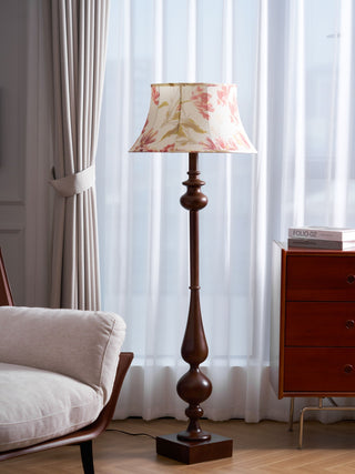 Floren Lampadaire en Bois Et Tissu Classique