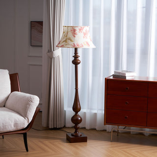 Floren Lampadaire en Bois Et Tissu Classique