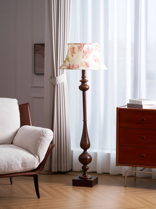 Floren Lampadaire en Bois Et Tissu Classique