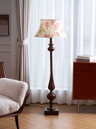 Floren Lampadaire en Bois Et Tissu Classique