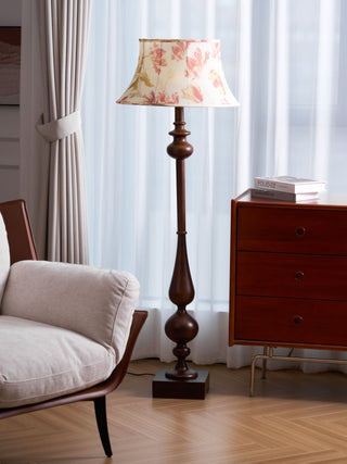 Floren Lampadaire en Bois Et Tissu Classique