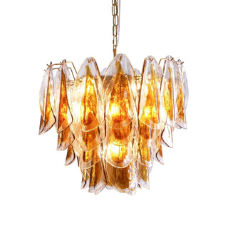 Aurora Lustre Ambre Feuille Verre Superposé Organique Chaleur