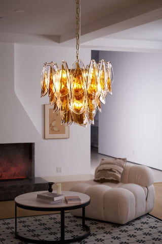 Aurora Lustre Ambre Feuille Verre Superposé Organique Chaleur