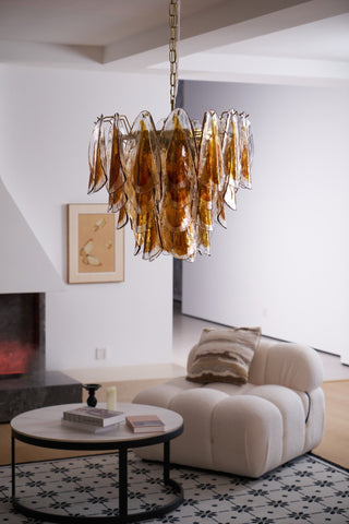 Aurora Lustre Ambre Feuille Verre Superposé Organique Chaleur
