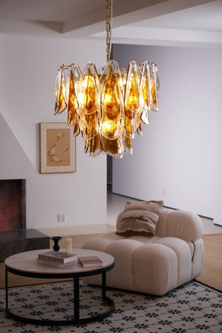Aurora Lustre Ambre Feuille Verre Superposé Organique Chaleur