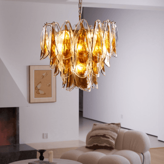 Aurora Lustre Ambre Feuille Verre Superposé Organique Chaleur