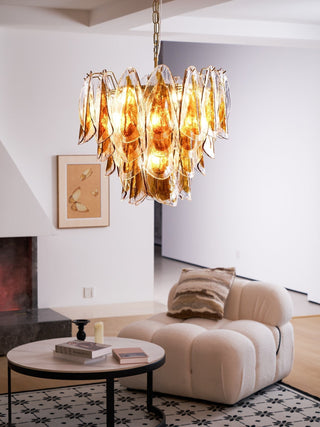 Aurora Lustre Ambre Feuille Verre Superposé Organique Chaleur