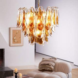 Aurora Lustre Ambre Feuille Verre Superposé Organique Chaleur