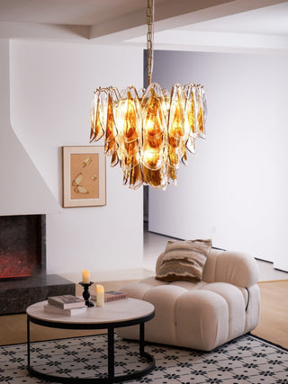 Aurora Lustre Ambre Feuille Verre Superposé Organique Chaleur