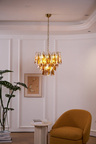 Aurora Lustre Ambre Feuille Verre Superposé Organique Chaleur
