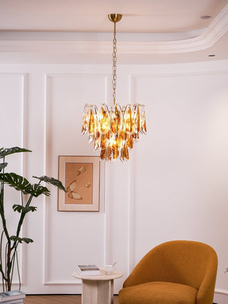 Aurora Lustre Ambre Feuille Verre Superposé Organique Chaleur
