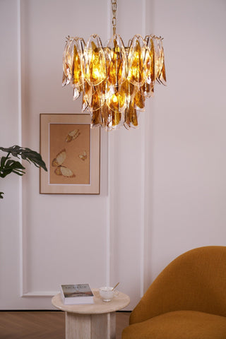 Aurora Lustre Ambre Feuille Verre Superposé Organique Chaleur