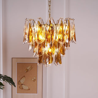 Aurora Lustre Ambre Feuille Verre Superposé Organique Chaleur