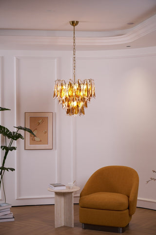 Aurora Lustre Ambre Feuille Verre Superposé Organique Chaleur