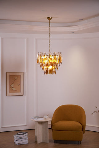 Aurora Lustre Ambre Feuille Verre Superposé Organique Chaleur