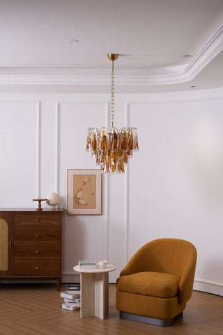 Aurora Lustre Ambre Feuille Verre Superposé Organique Chaleur