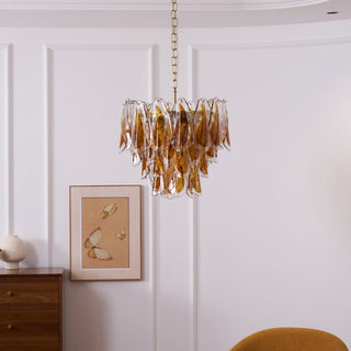 Aurora Lustre Ambre Feuille Verre Superposé Organique Chaleur