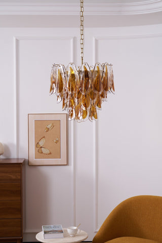 Aurora Lustre Ambre Feuille Verre Superposé Organique Chaleur