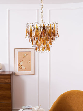 Aurora Lustre Ambre Feuille Verre Superposé Organique Chaleur