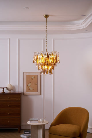 Aurora Lustre Ambre Feuille Verre Superposé Organique Chaleur