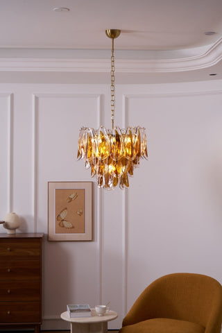 Aurora Lustre Ambre Feuille Verre Superposé Organique Chaleur