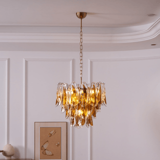 Aurora Lustre Ambre Feuille Verre Superposé Organique Chaleur