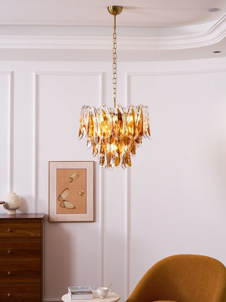 Aurora Lustre Ambre Feuille Verre Superposé Organique Chaleur