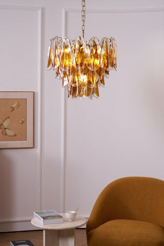 Aurora Lustre Ambre Feuille Verre Superposé Organique Chaleur